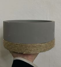 Decore Grey Matte Vase with Hemp Rope